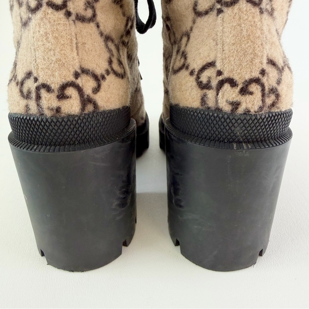 GUCCI | GG Wool Lug Sole Combat Boots Web Strap Ankle EU 38 - Picture 9 of 15